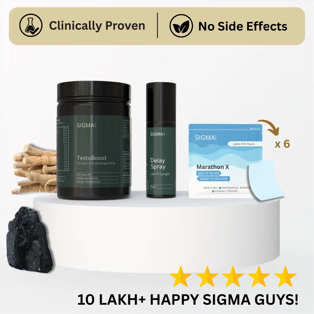Sigma Essentials | 1 x Delay Spray + 6 x MarathonX Melts + 1 x Testoboost Capsules
