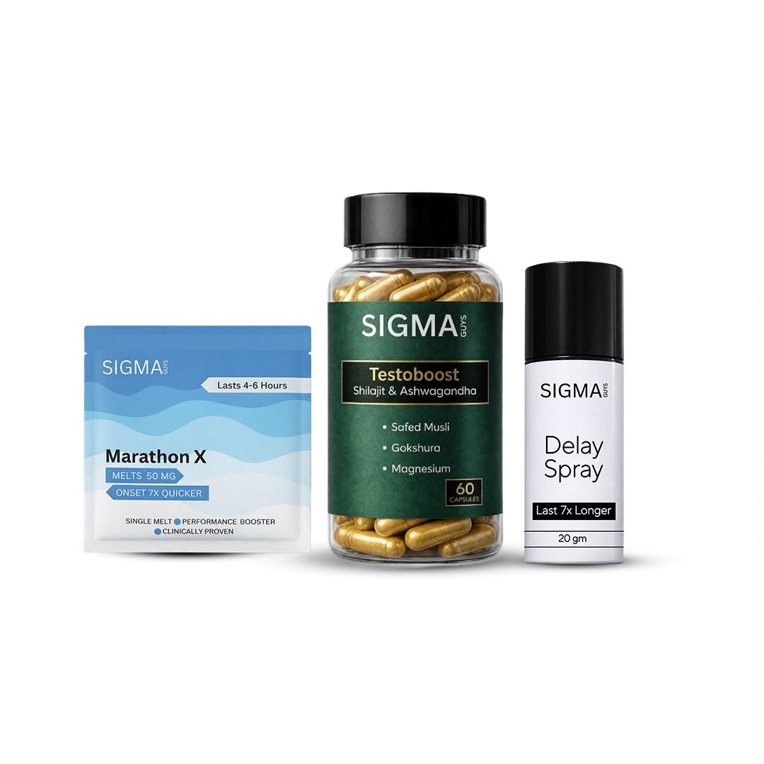 Sigma Essentials | 1 x Delay Spray + 6 x MarathonX Melts + 1 x Testoboost Capsules